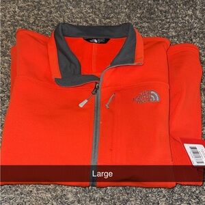 The North Face Bold Orange Fleece with Gray Trim